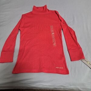 Dkny jeans turtleneck red coral pullover sweater in a ladies size medium.NWT.